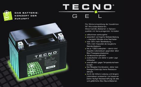 Tecno Gel Qualit Ts Motorrad Batterie F R Yb L A V Gel Batterie