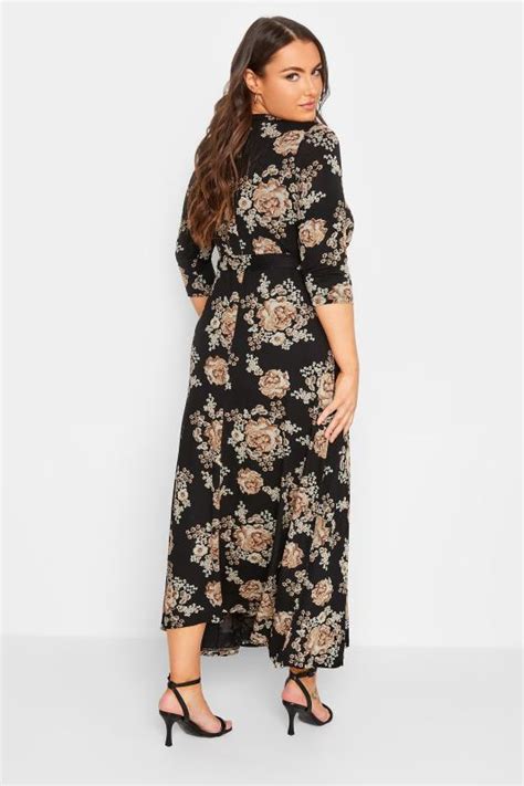 Plus Size Black Floral V Neck Maxi Dress Yours Clothing