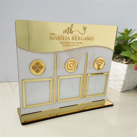 Placa Display Qrcode Pix Em Mdf Acr Lico Espelhada Logo