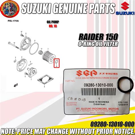 O Ring Oil Filter Raider 150smashshooter Sgp Genuine 09280 13010 000 Shopee Philippines