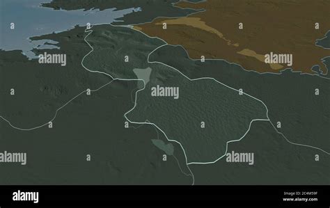 Zoom In On Leitrim County Of Ireland Outlined Oblique Perspective