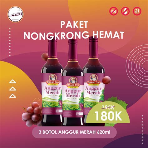 Jual Paket Nongkrong Hemat 3 Botol Anggur Merah 620mL Shopee Indonesia