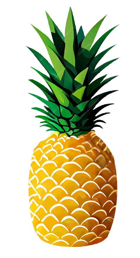 Premium Vector Pineapple Isolated One Whole Pineapple With Green Leaves