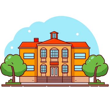 Simple Drawing Campus Building Cartoon Elements, Building Clipart ...