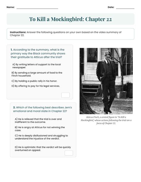 To Kill a Mockingbird (ENG 101) Chapter 22 Discussion Questions - Studocu
