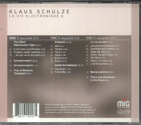 Klaus Schulze La Vie Electronique 6 Cd At Juno Records