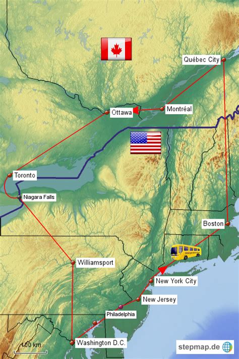 StepMap Osten Landkarte für USA