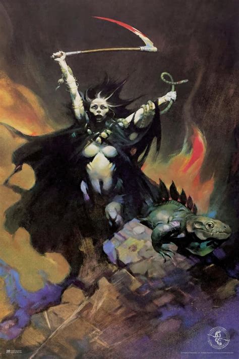 Buy Woman With Scythe By Frank Frazetta Wall Art Gothic Fantasy Decor