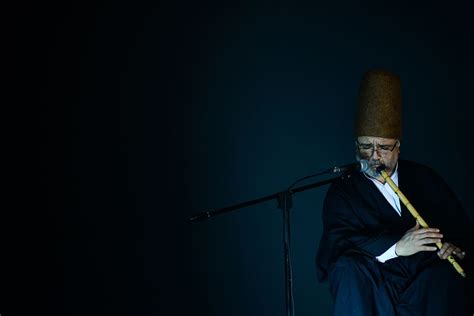 Man Sitting While Playing Brown Hey Flute Dance Sufi Culture