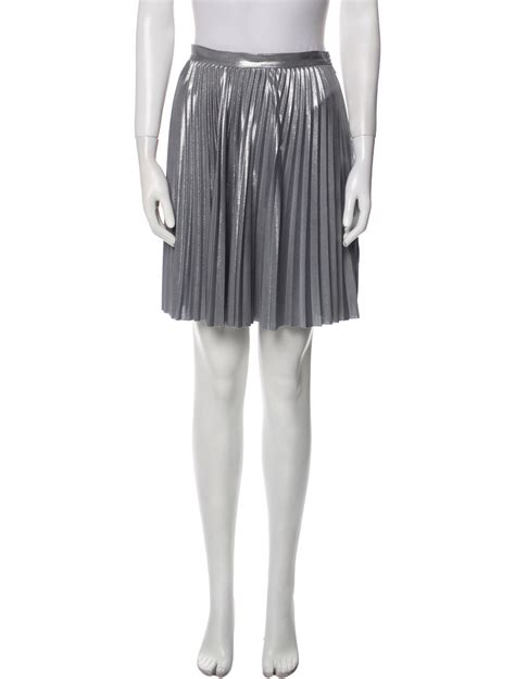 Halston Heritage Pleated Accents Mini Skirt Silver Skirts Clothing