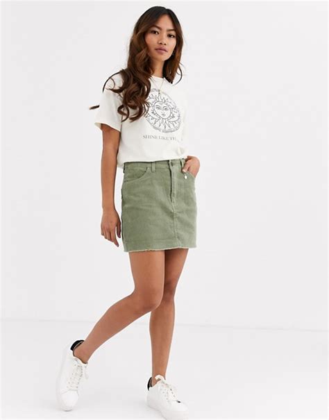 Pull Bear Corduroy Mini Skirt In Green Mini Skirts Outfits Summer