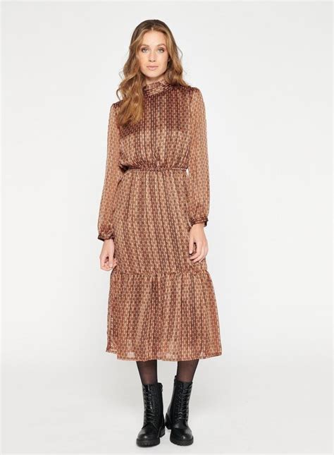 Lolaliza Maxi Jurk Met Grafische Print Brown Maat Bol