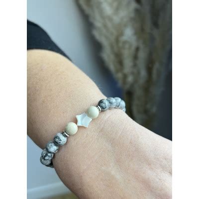 Bracelet En Pierres Naturelles De Jaspe Paysage Gris