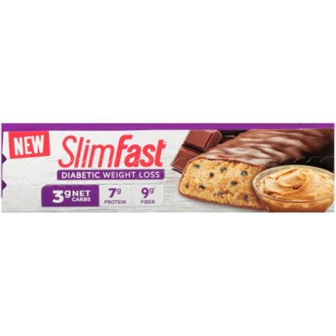 Slimfast Diabetic Weight Loss Peanut Butter Chocolate Meal Bars Ct