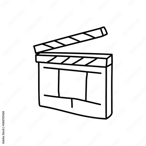 Hand Drawn Movie Clapperboard Icon Film Clapper For Cinema Production