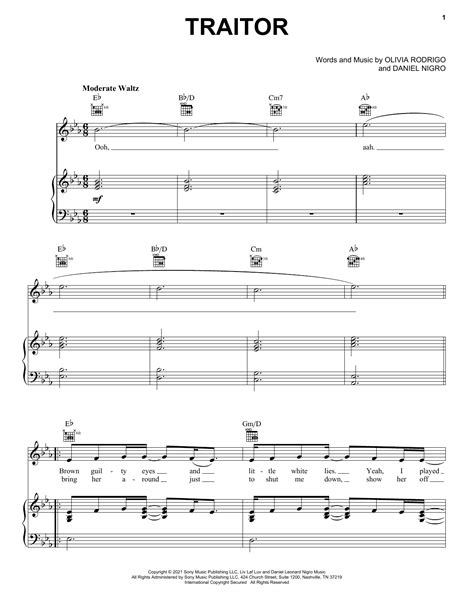 Olivia Rodrigo - traitor sheet music