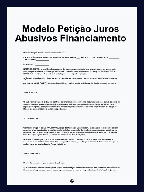 Modelo Petição Juros Abusivos Financiamento