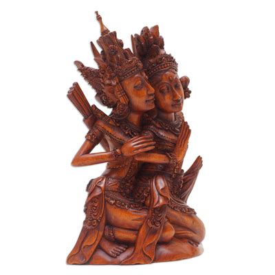 Handcrafted Traditional Rama And Sita Suar Wood Sculpture Rama And