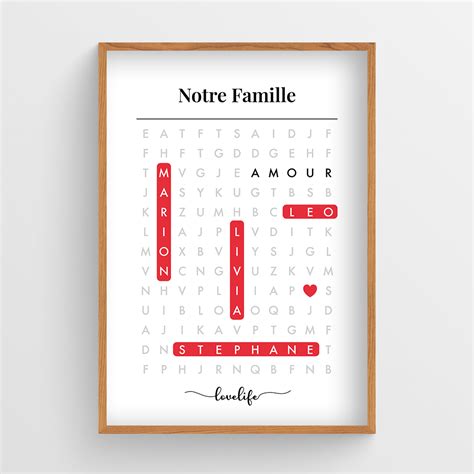 Affiche personnalisée Famille Mots mêlés