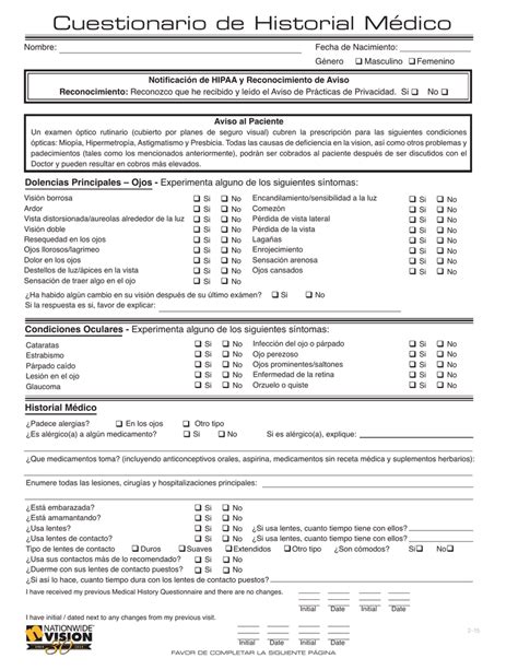 Cuestionario de Historial Médico