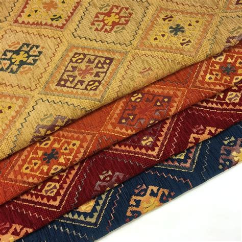 Kilim Upholstery Fabrics By The Yard Turkish Boho Tribal Etsy