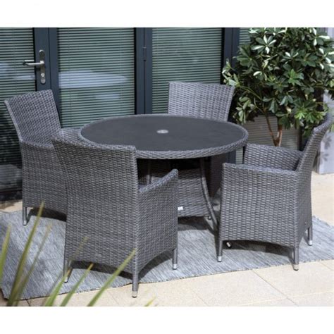 Supremo Cabanas Grey Rattan 4 Seat Round Garden Dining Set