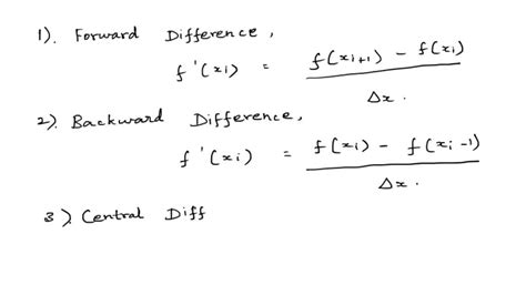 Solved Write Down The Formulas For The Forward Difference Backward Difference And Central