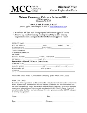 Fillable Online Mohave Mohave Community College Business Office