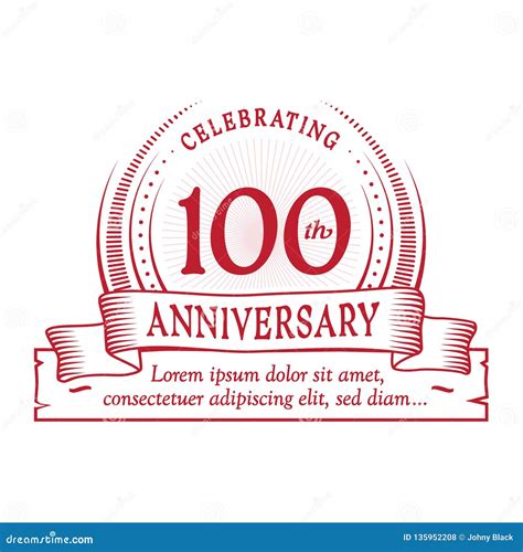 100th Anniversary Design Template. 100 Years Logo. One Hundred Years ...