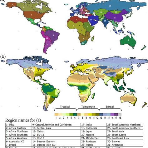 A 32 Gcam Regions B Agroecological Zones Aezs Download