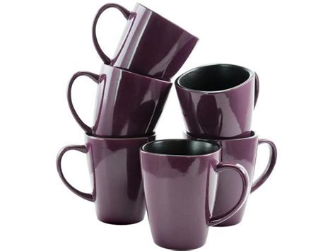 Elama Mulberry 14 Oz Stoneware Mugs In Purple Set Of 6