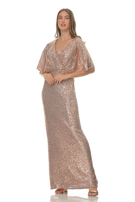 Μάξι nude φόρεμα όλο παγιέτα Farmaki