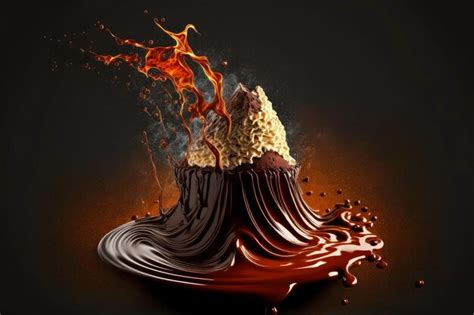 Premium Photo Volcano Of Hot Dark Chocolate With Flowing Chocolate Splash