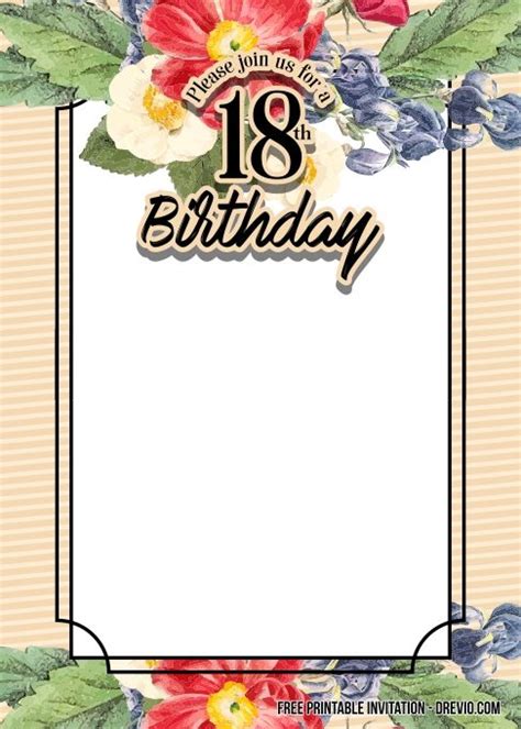 FREE Printable 18th Birthday Invitation Templates | Printable birthday invitations, Birthday ...