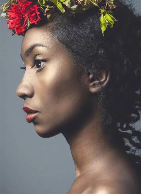 A Beautiful Black Woman S Face In Profile Made Of Leaf Stable