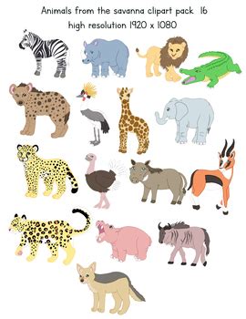 Clipart savanna animals by Yanomie Pawject | Teachers Pay Teachers