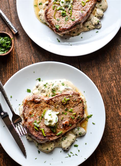 Grilled Ribeye Steak With Herb Butter And Creamy Mushroomscooking And Beer