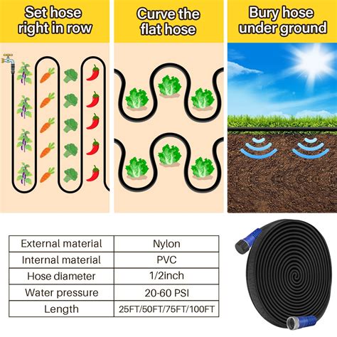 Upgraded Winisok Ft Thickened Flat Garden Soaker Hose Heavy Duty