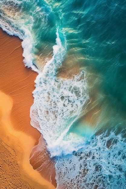 Premium AI Image | Ocean waves on a beach iphone wallpaper