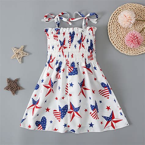 Utoimkio Toddler Girls 4th Of July Dresses America Flag Strap Dresses