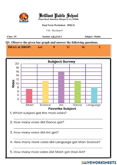 class-4 live worksheet of revision 8 data handling online exercise ...