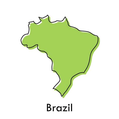 Brazil map - simple hand drawn stylized concept with sketch black line ...