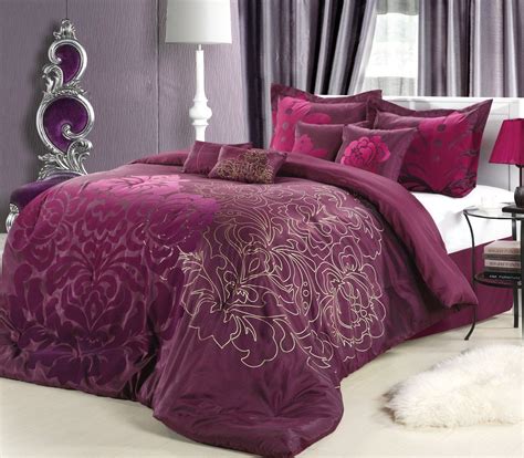 Chic Home 8 Piece Lakhani Comforter Set Queen Plum