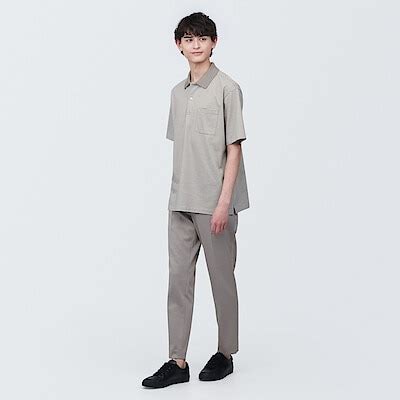 ÁO POLO VẢI JERSEY WASHED NAM XL Sọc Nâu Mocha MUJI