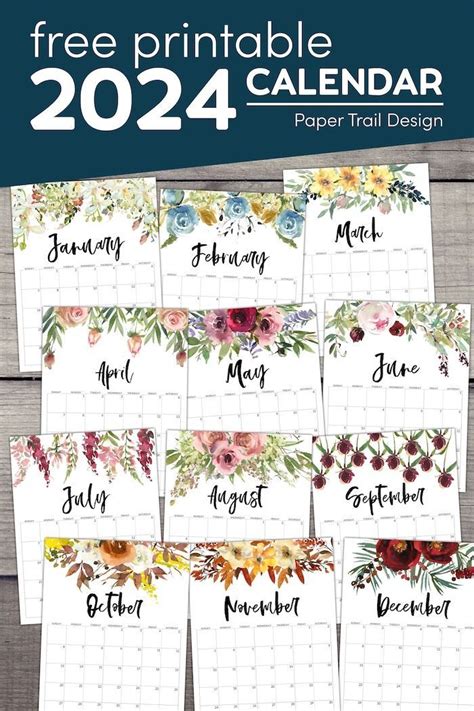 Floral Calendar Printable Paper Trail Design Free Printable