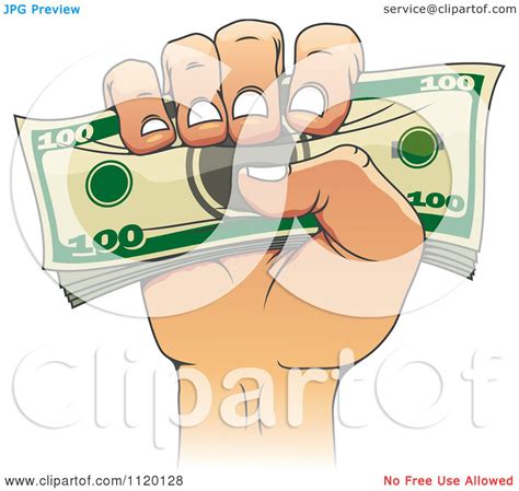 Clipart Of A Hand Holding A Stack Of Money Royalty Free Vector