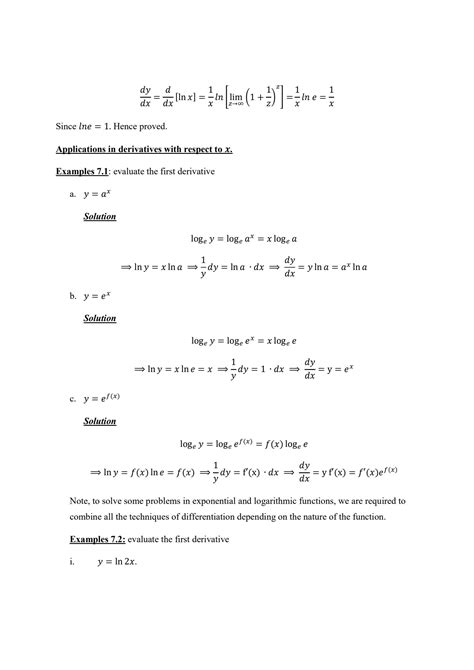 Solution Calculus Differentiation Of Exponential And Logarithmic