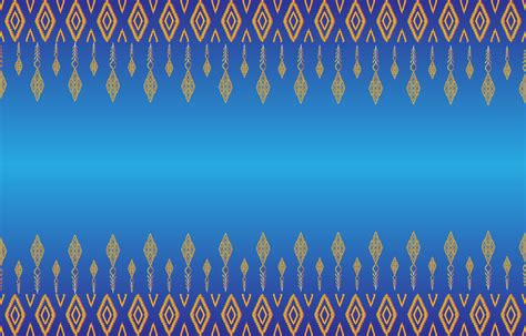 Luxury Thai Silk Shot With Gold Pattern And Blue Background Vector