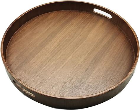 Amazon Round Serving Tray In Acacia Wood 15 7 Inch Wooden Food