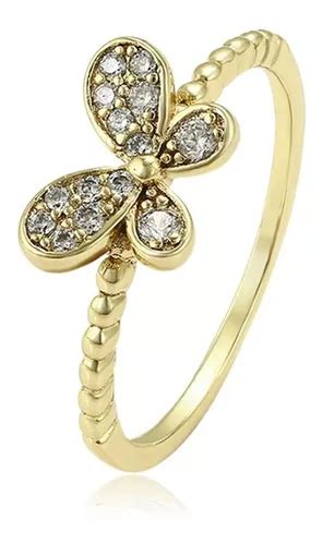 Anillo Mariposa Oro 14k Lam Diamante Ruso Calidad Premium